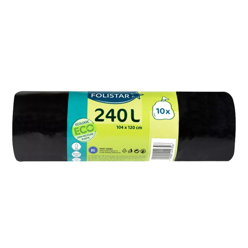 FOLISTAR Szemeteszsák Strong Fekete 240L, 60my (10db/roll) fekete erős zsák