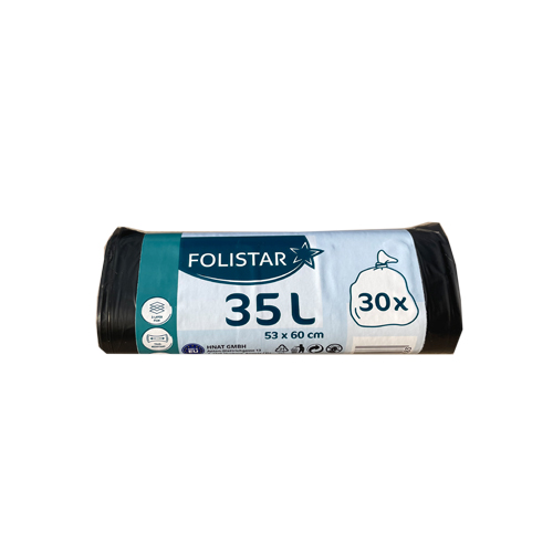 FOLISTAR Szemeteszsák 35L, Fekete (30db/roll) háztartási fekete szemeteszsák